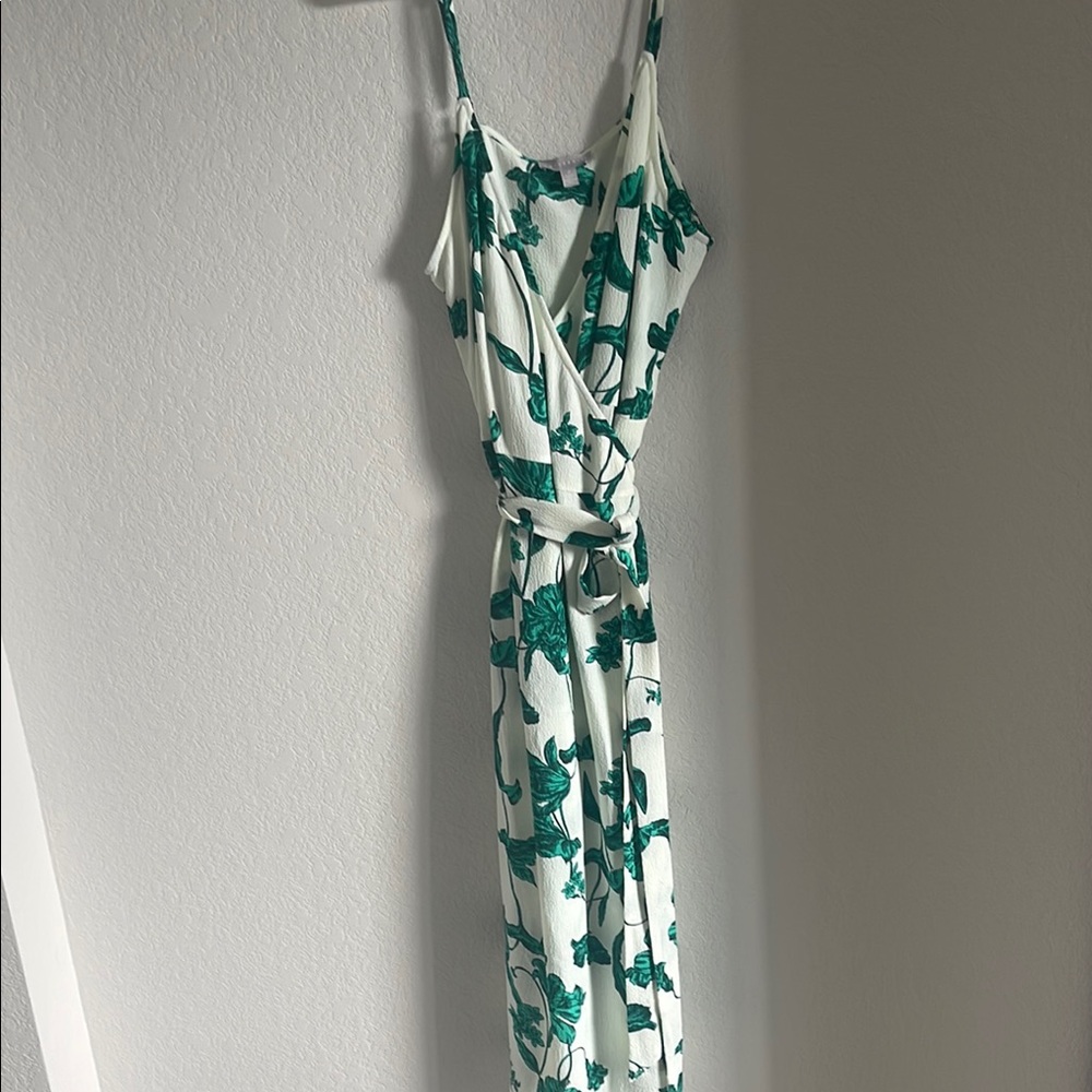 Chelsea28 Wrap Dress with Green Leaf Pattern